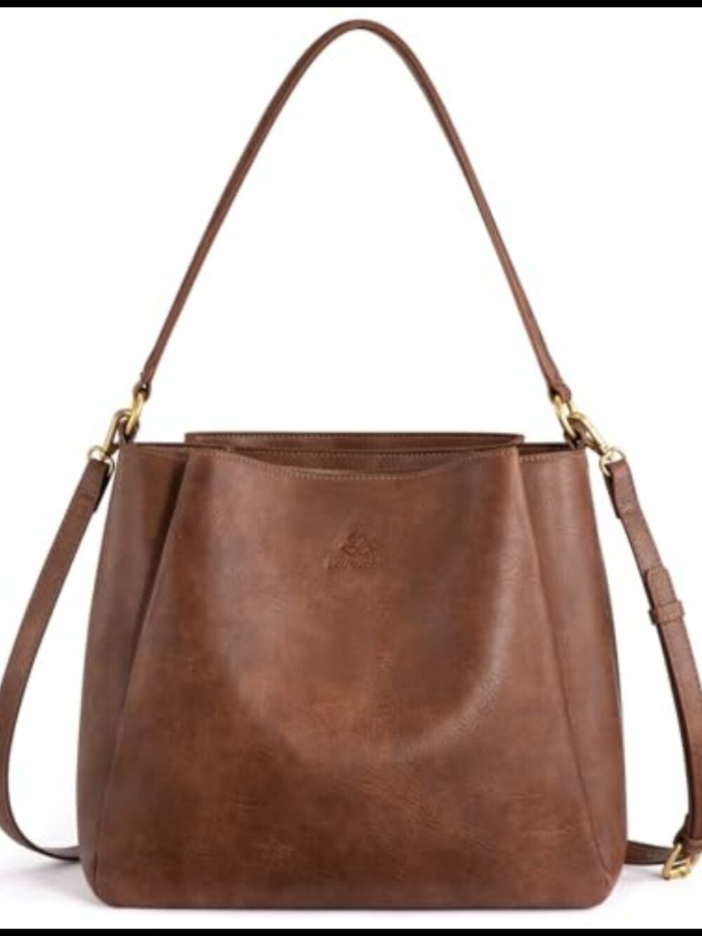 Vegan Leather Hobo Bag with Triple Compartments Adjustable Crossbody Strap
